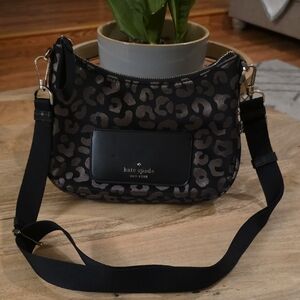 Kate Spade Black and Gray Leopard Print Crossbody Bag
